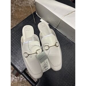 Classic White Mule Shoes Gold Buckle Size 9.5 Work Comfot Slip On A New day